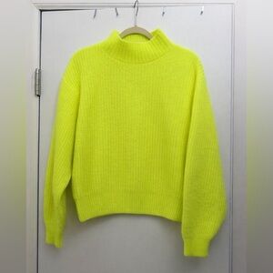 American Vintage Neon Yellow Mock Neck Sweater